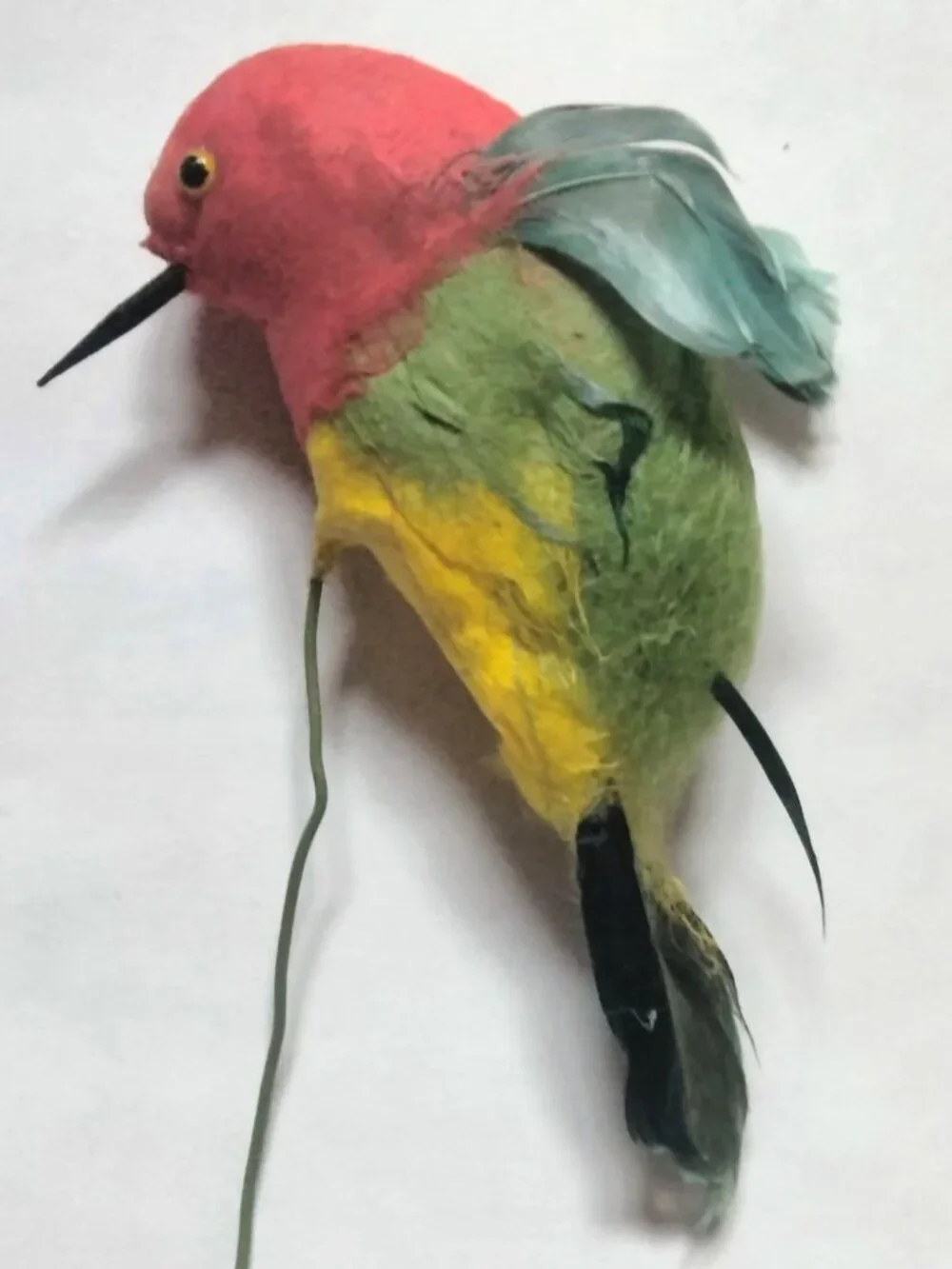 Colorful Decorative Feathered Bird Hummingbird Figurine Wire Floral Crafts Lot 2